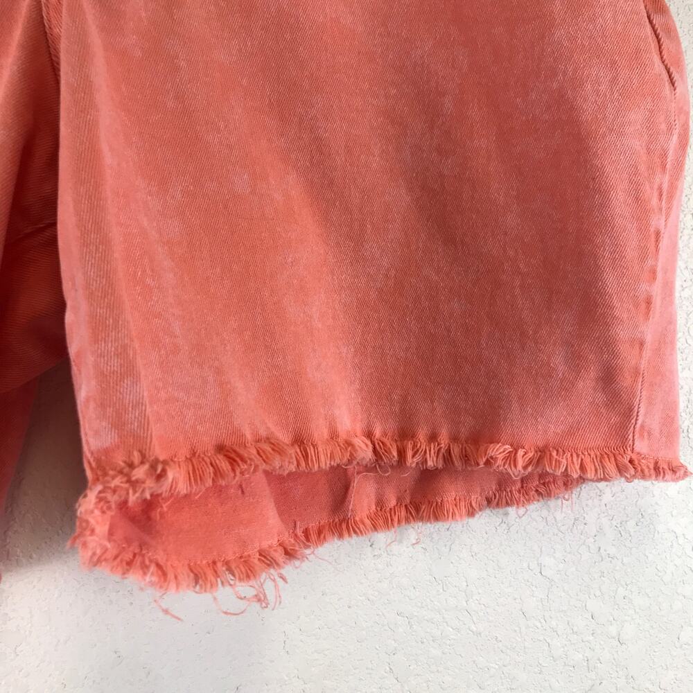 Ava & Viv Coral Colored Denim High Rise Raw Hem Cutoff Shorts Beach Plus Size - Picture 7 of 9